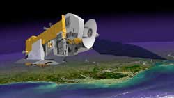 The Aura satellite, seen here in an artist's rendition, houses instruments that monitor the chemical makeup of the atmosphere and help researchers understand ozone chemistry.