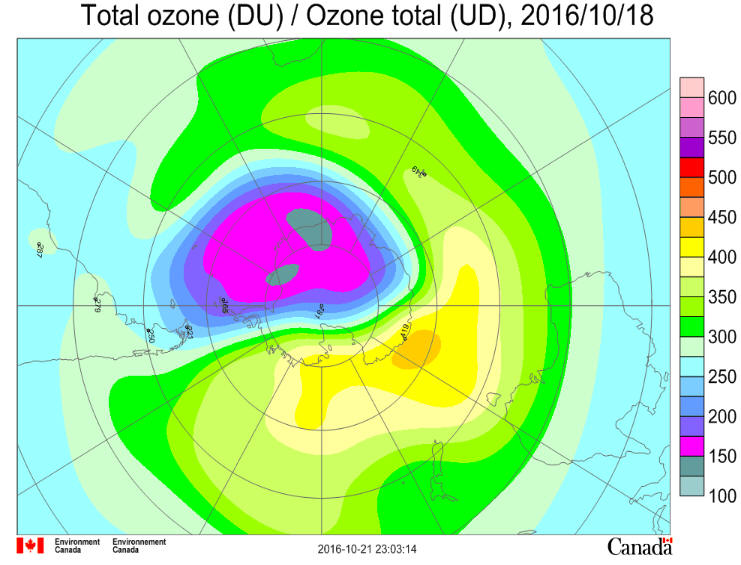 Ozone Hole October 18 2016