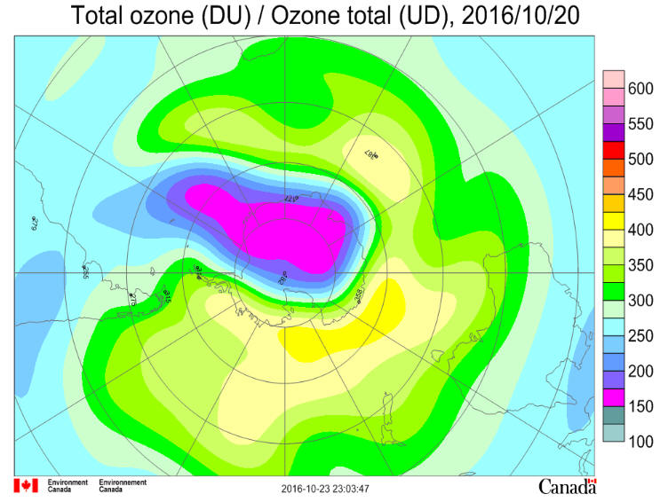 Ozone Hole October 20 2016