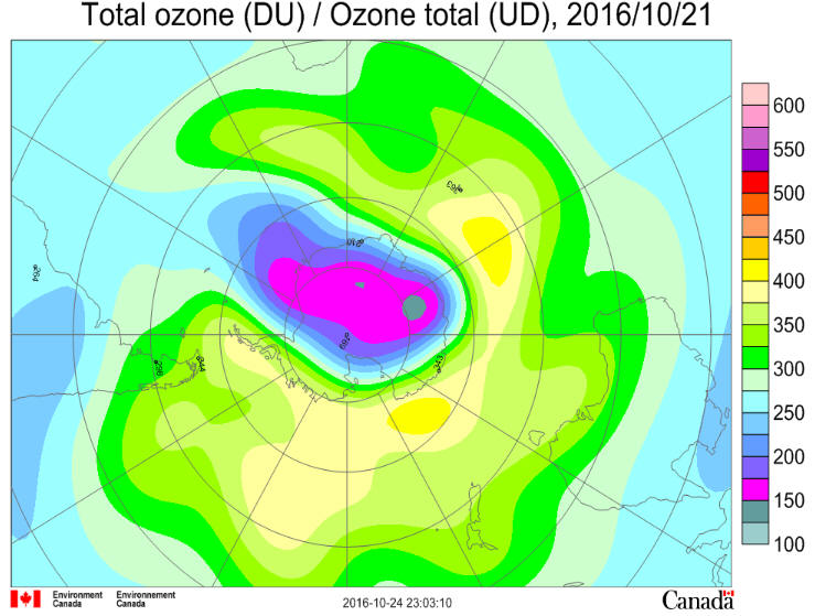 Ozone Hole October 21 2016