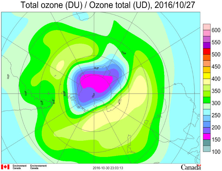 Ozone hole October 27 2016