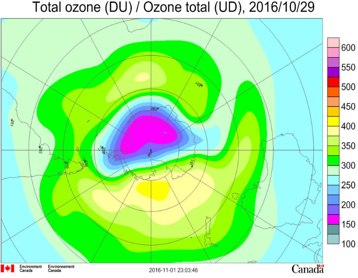 Ozone Hole October 29 2016