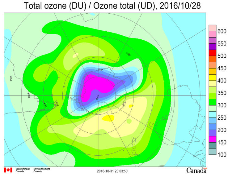 Ozone Hole October 28 2016