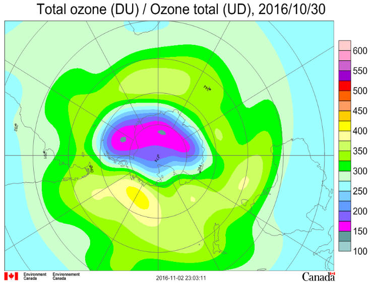 Ozone Hole October 30 2016